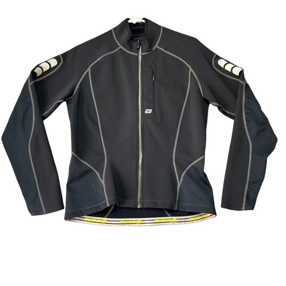 Sugoi Cycling Jacket Womens Small (18x24) Jersey Black 3M Scotchlite Zip Up